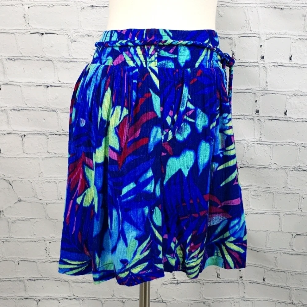 Y2K Aeropostale Blue Tropical Leaf Hawaiian Pocket Skirt Women's Size M